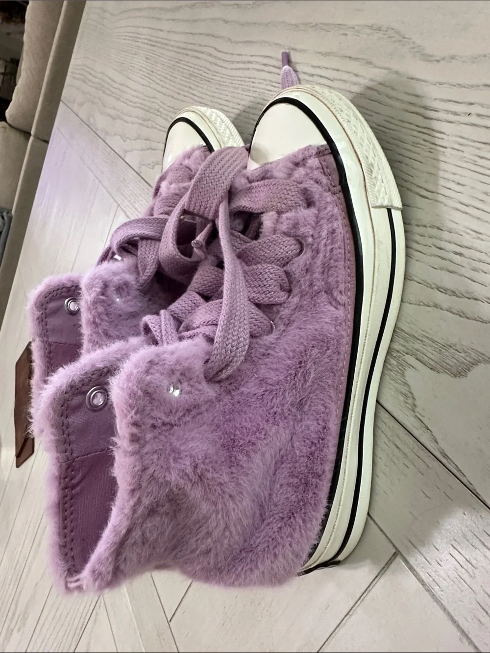 Converse Chuck 70 Amethyst Purple Faux Fur High-Top Sneakers size 4 (GIRLS)